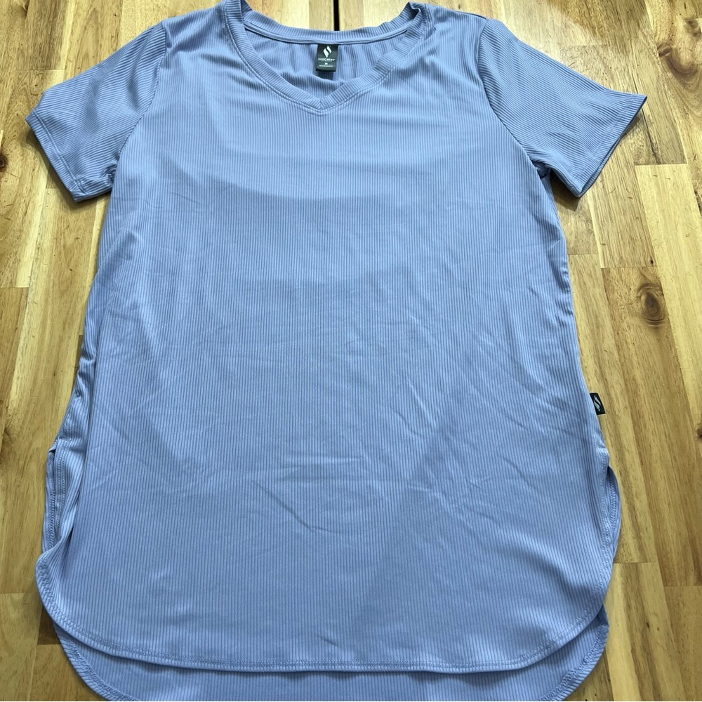 Skechers Lavender Ribbed V-Neck Top Size M